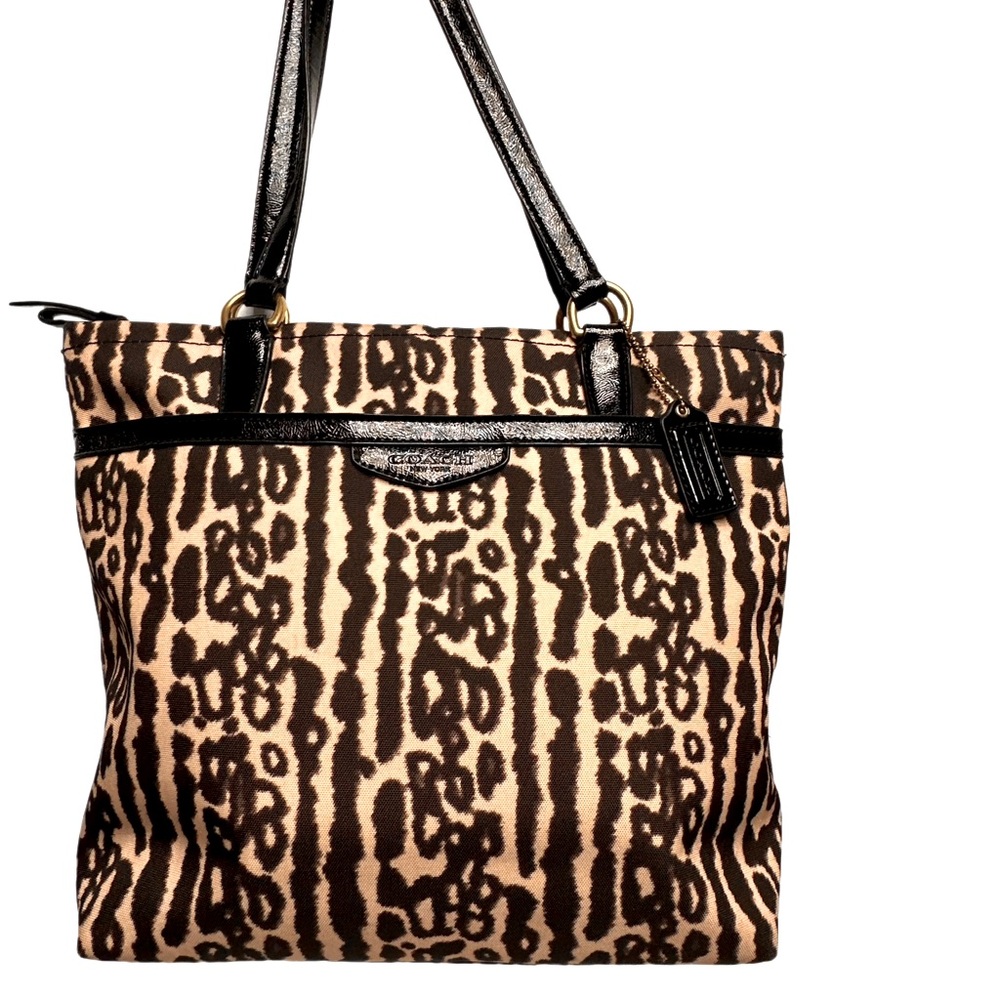 COACH EUC Nylon “Ocelot” Print Shoulder Bag Tote #E1405-F31901 - Picture 2 of 9